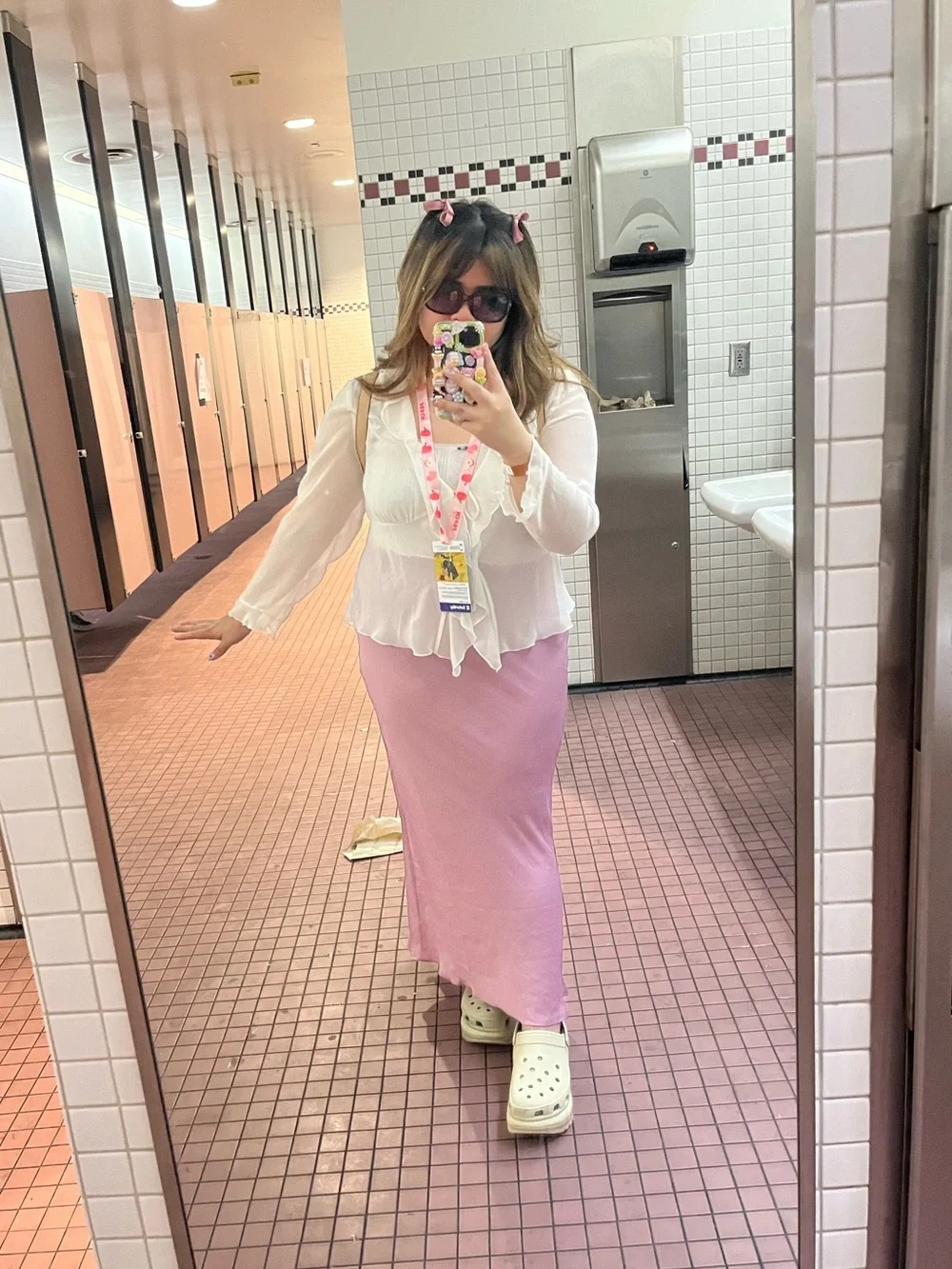 Free People Light Pink Midi Skirt